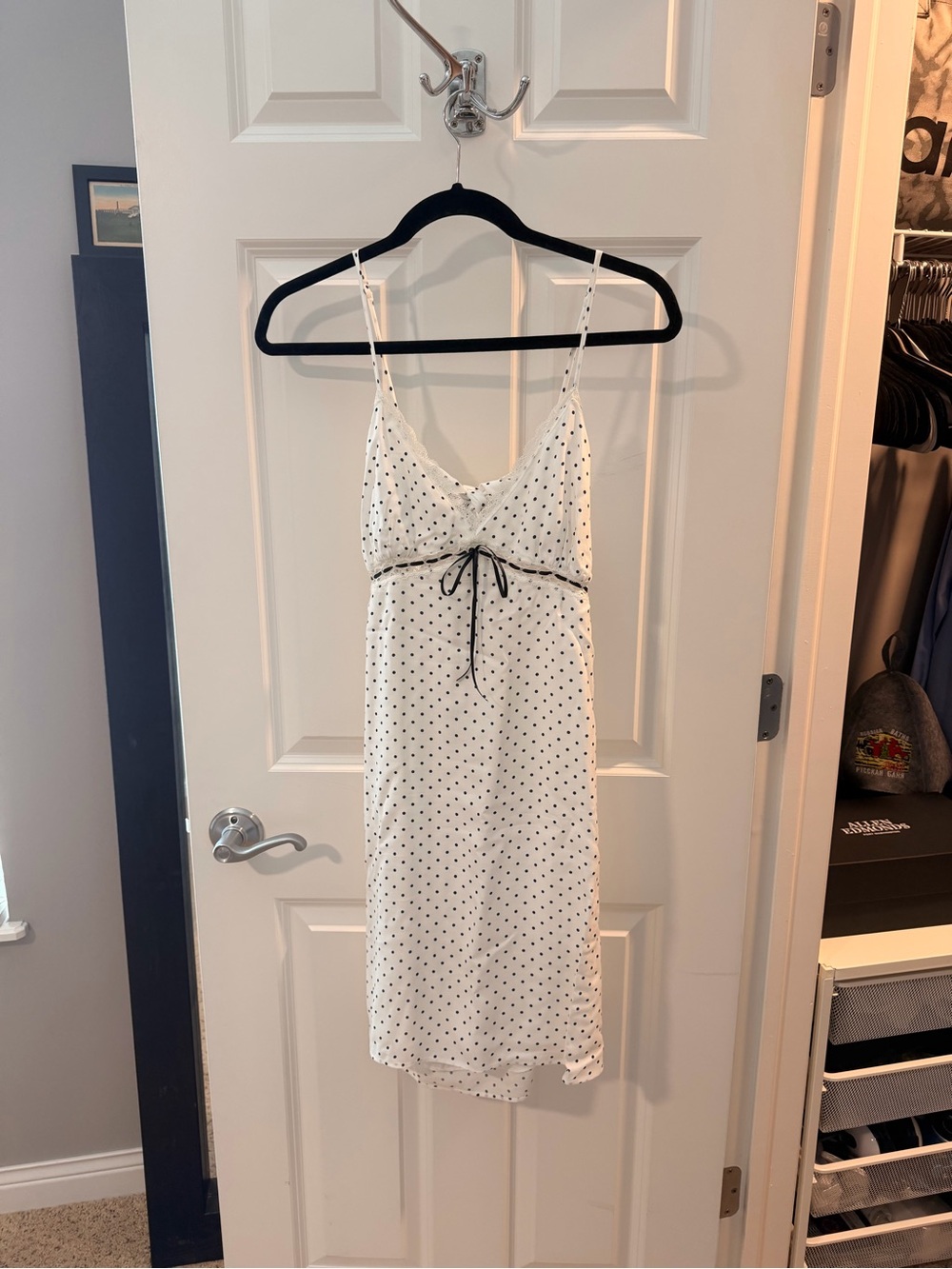 Hollister White Polka Dot Chemise with Black Trim